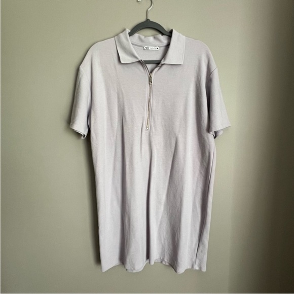 2/25 Zara Shirt Dress Purple Color Zip Large - Picture 2 of 5
